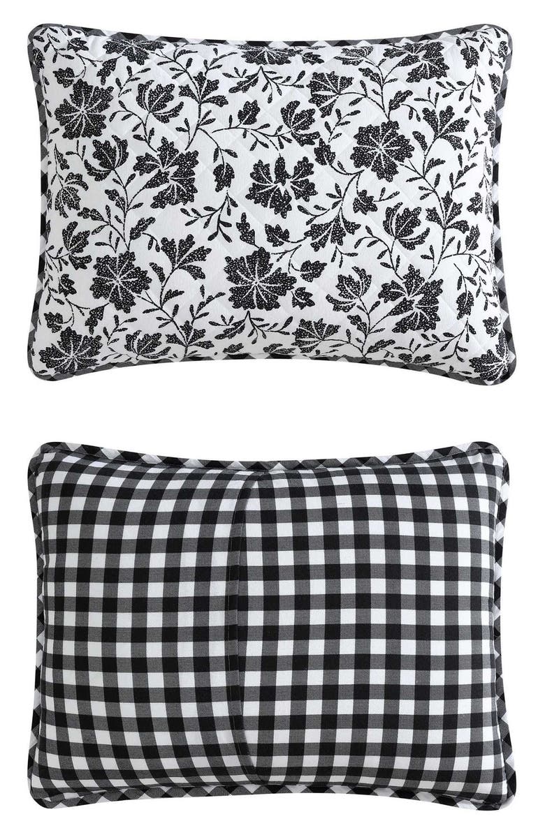 Eddie Bauer Woodblock Floral Cotton Flannel King Quilt & Sham Set, Alternate, color, Black