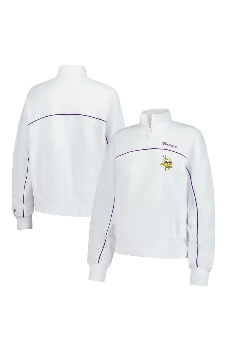New Era Women's New Era White Minnesota Vikings Functional Fandom Quarter-Zip Sweatshirt, Main, color, 