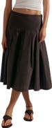 Free People Skipper Pleated Cotton Midi Skirt