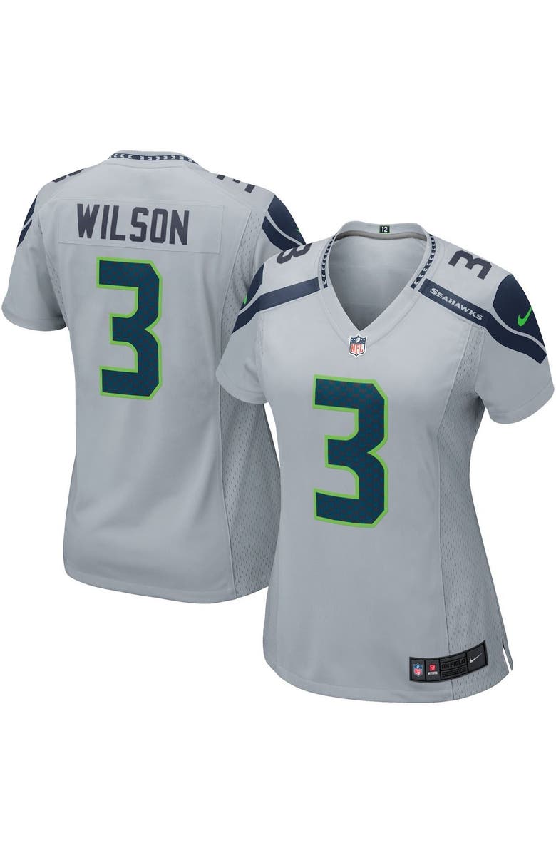 Nike Women's Seattle Seahawks Russell Wilson Nike Gray Game Jersey, Main, color, 