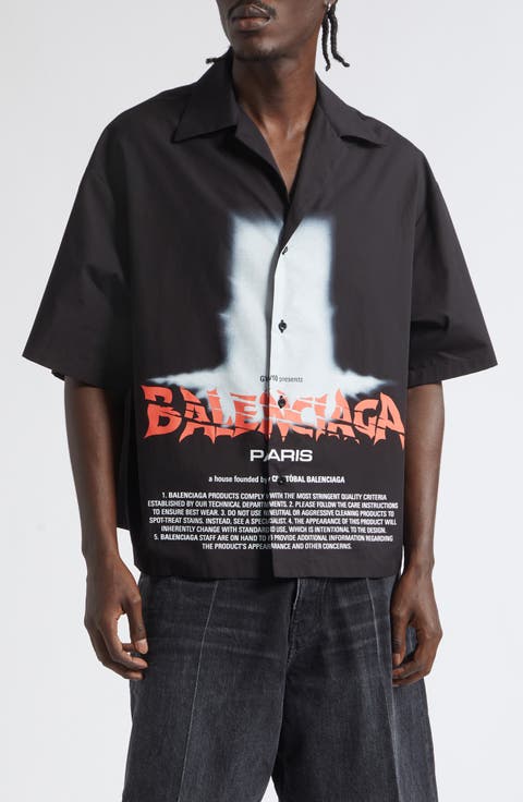 The Door Short Sleeve Cotton Bowling Button-Up Shirt