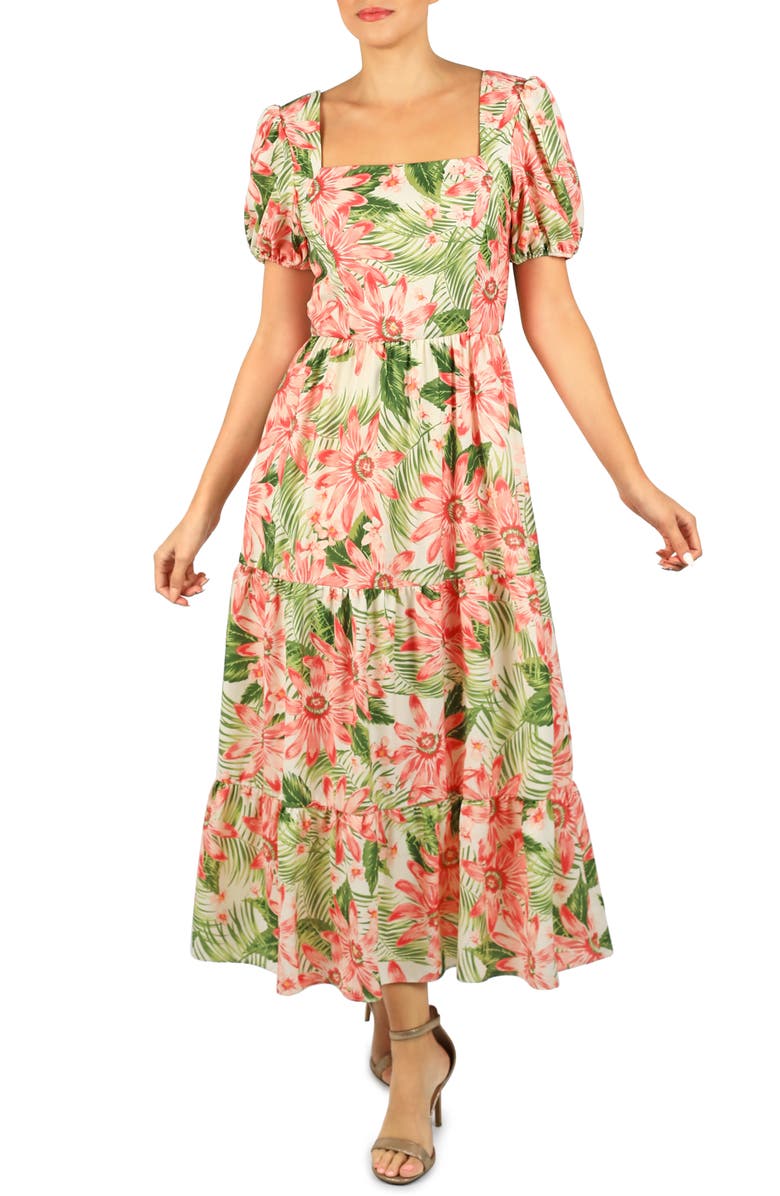 Julia Jordan Floral Puff Sleeve Midi Dress, Main, color,