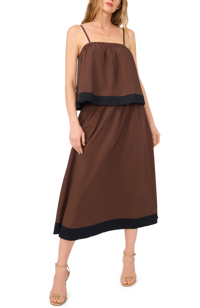 Parker Embroidered Hem Cotton Midi Skirt, Alternate, color, Shaved Chocolate
