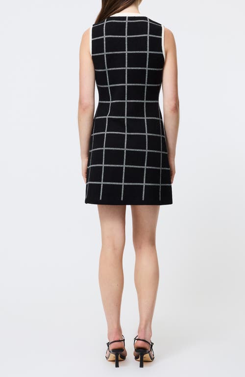French Connection Check Sleeveless Sweater Minidress In Black