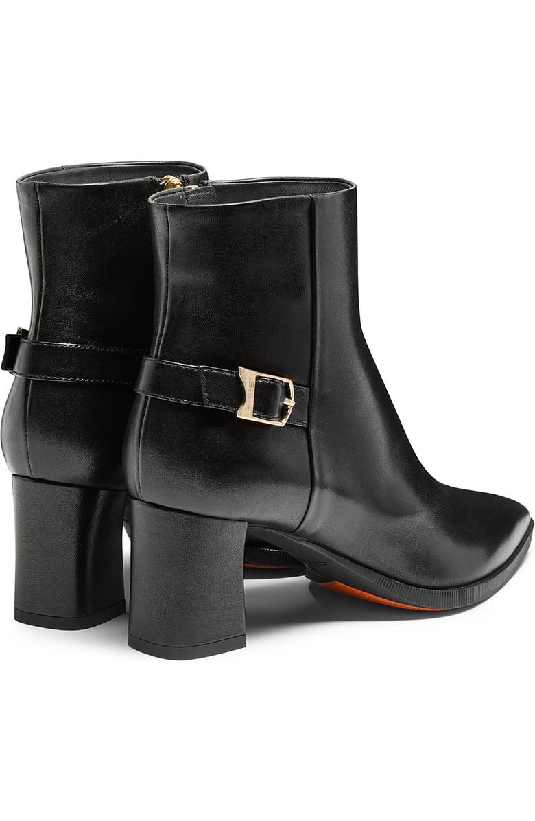 Santoni Women's Leather Mid-Heel Ankle Boot with Decorative Buckle, Alternate, color, Black