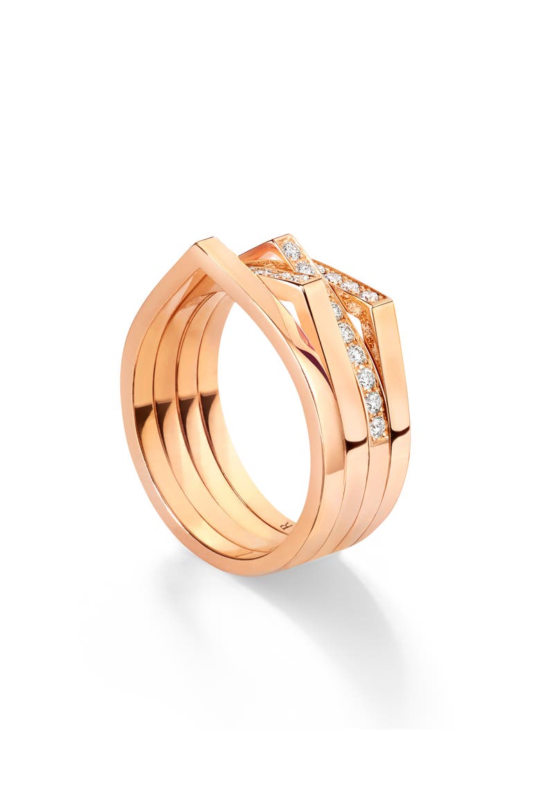 Antifer 2-Row 18K Gold and Diamond Hoop Earring, Main, color, ROSE GOLD