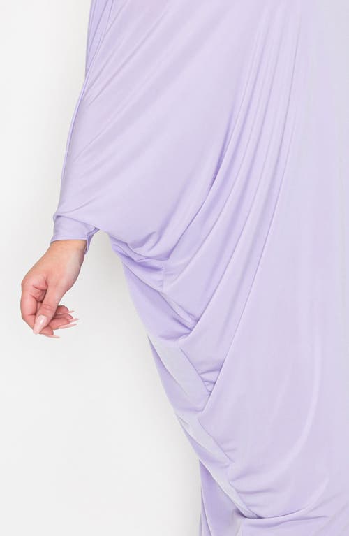 L I V D Louella Asymmetrical Long Sleeve Stretch Maxi Dress In Lilac