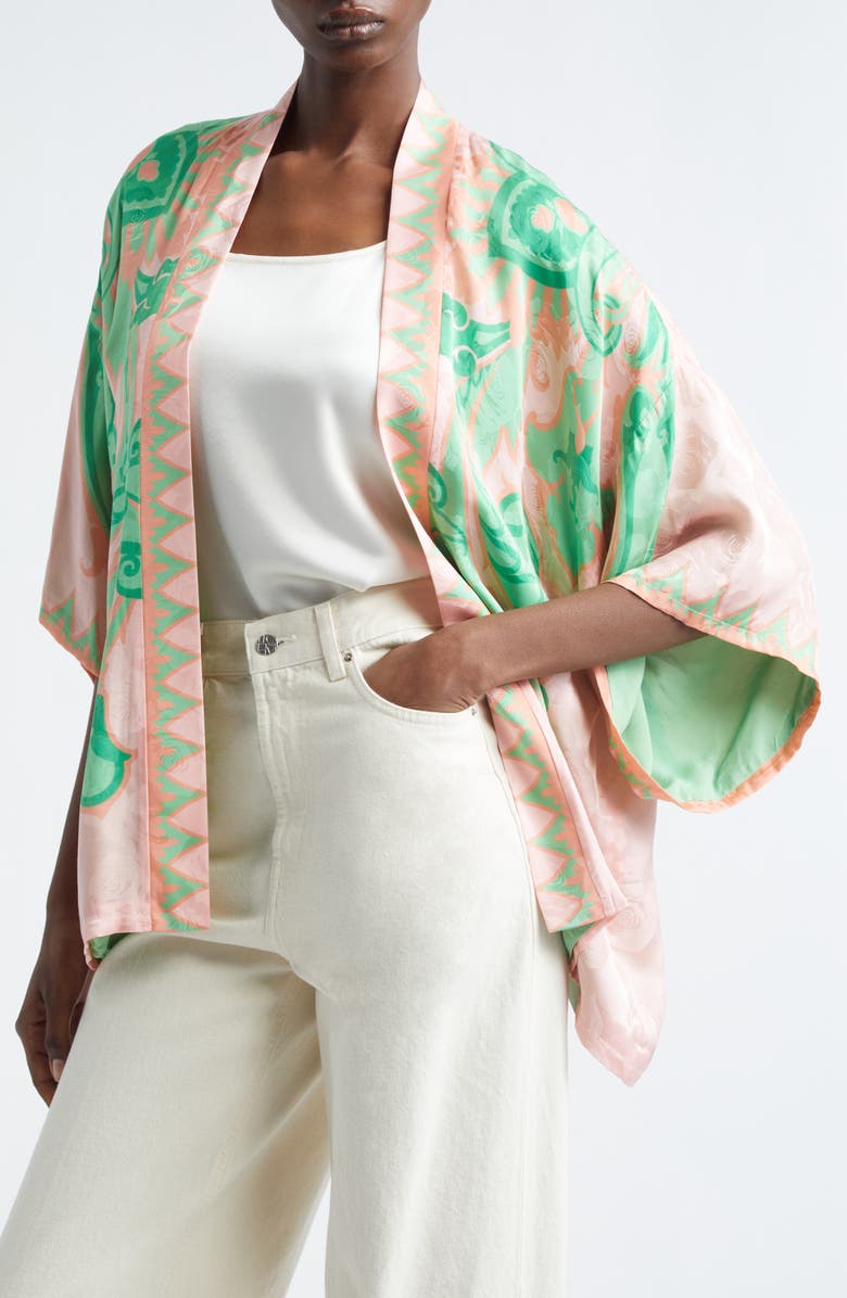 Etro Floral Paisley Print Open Front Jacket, Alternate, color, Pink/Green