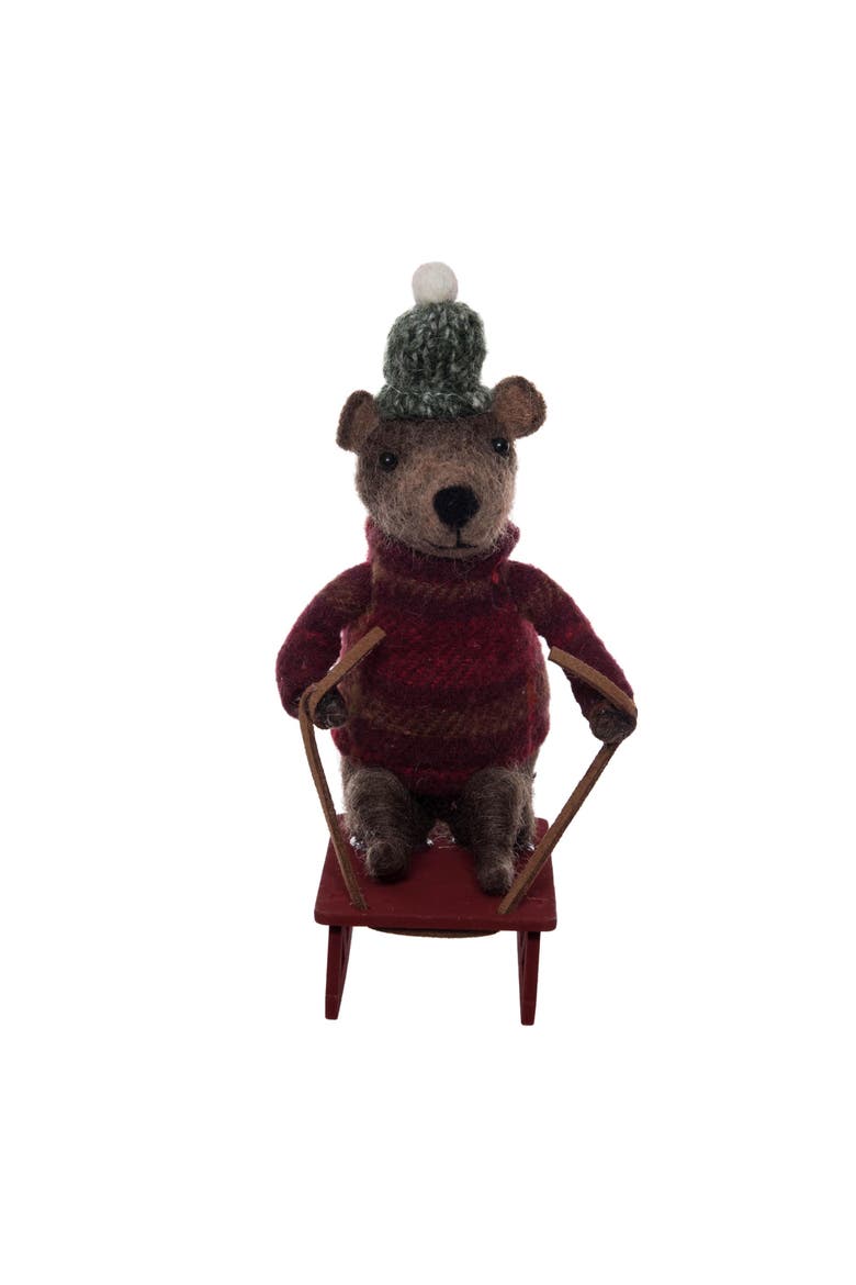 Brown Bear On Sleigh Figurine, Alternate, color, Brown