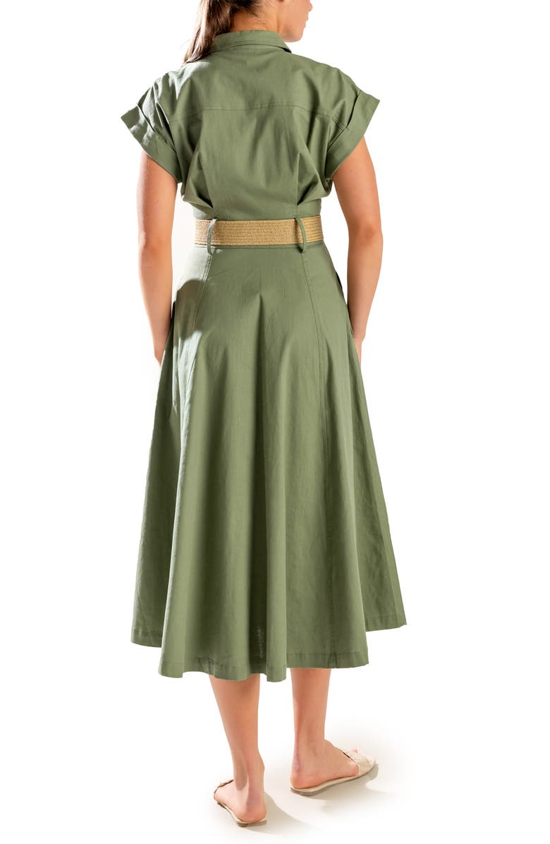 FREEMARKET Belted Stretch Cotton Midi Shirtdress with Pockets, Alternate, color, 