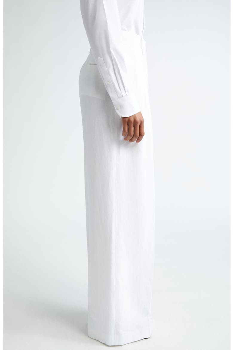 Pleated Linen Wide Leg Pants, Alternate, color, OPTIC WHITE