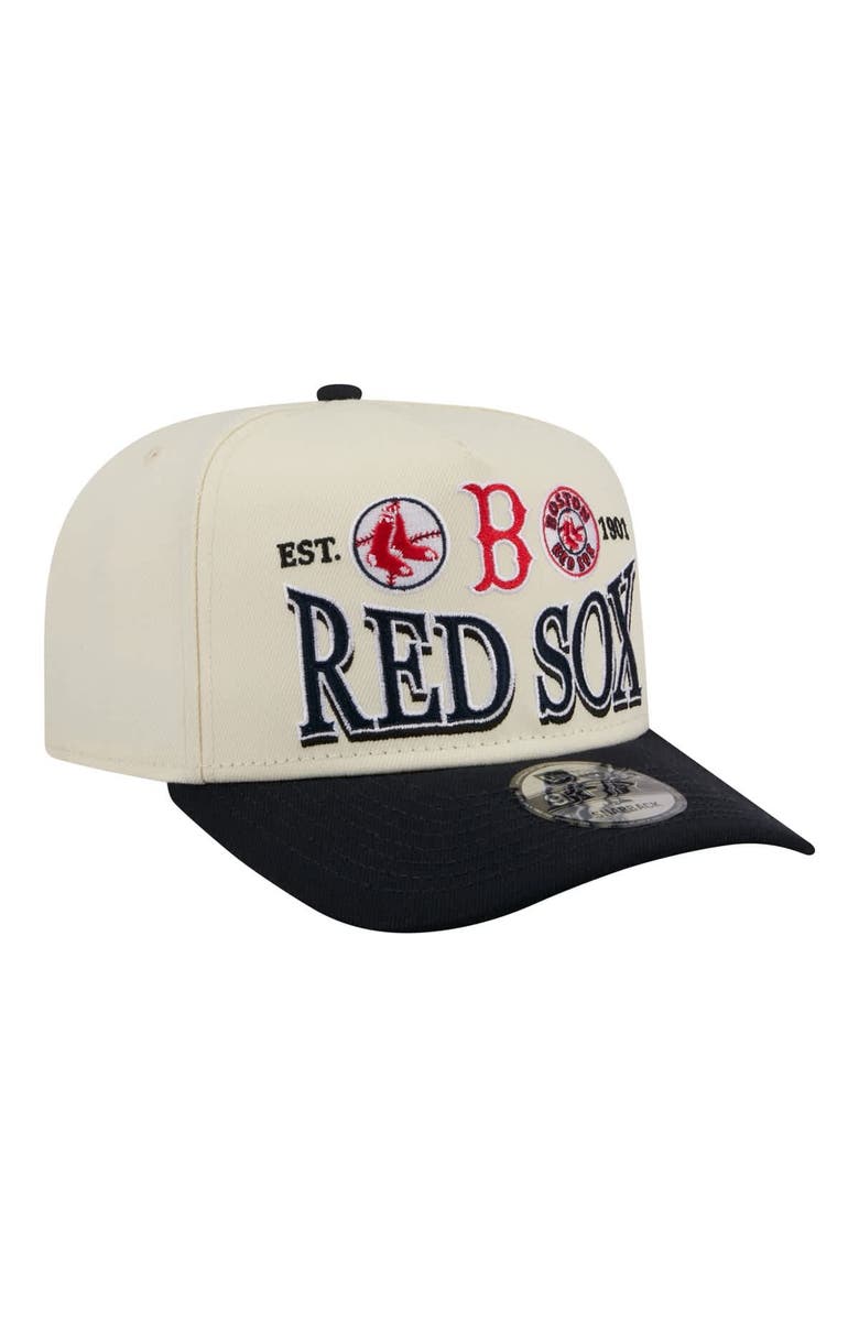 New Era Men's New Era Cream Boston Red Sox Throwback Tri-Hit A-Frame 9FIFTY Adjustable Hat, Alternate, color, Cream