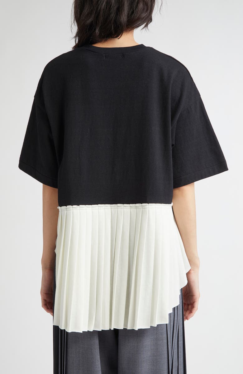 Undercover Pleated Hem Mixed Media T-Shirt, Alternate, color, 