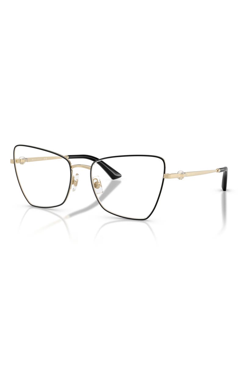 Jimmy Choo 54mm Irregular Optical Glasses, Alternate, color, Pale Gold/ Black / Demo Lens