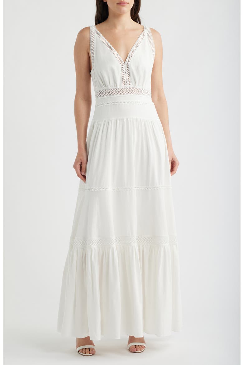 Alessia Lace Inset Detail Maxi Dress, Main, color, WHITE