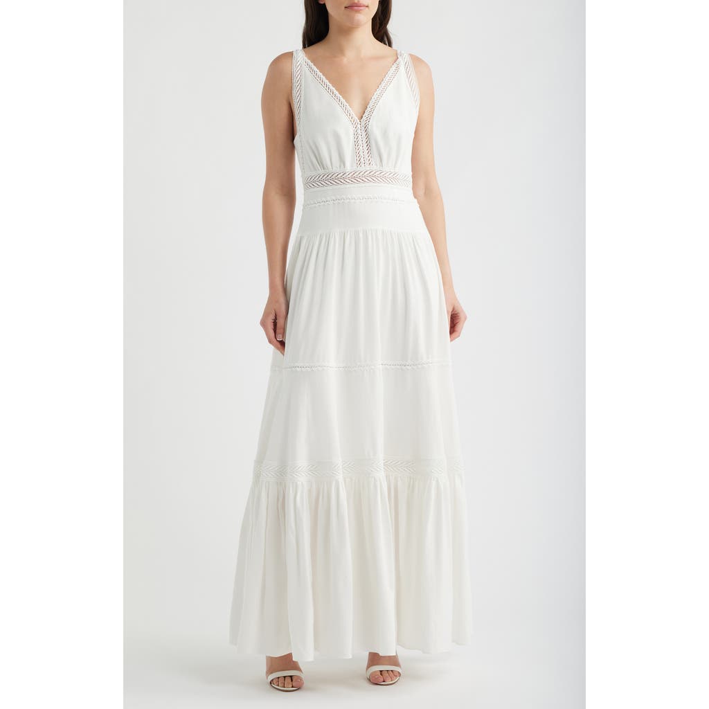 KOBI HALPERIN Alessia Lace Inset Detail Maxi Dress in White at Nordstrom, Size 12