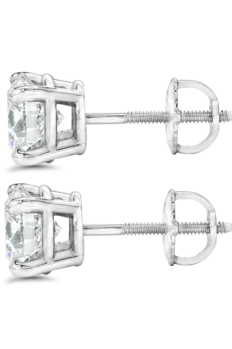 3 Cttw Diamond Studs With Screw Backs 14k Gold Lab Grown, Alternate, color, 14k White Gold