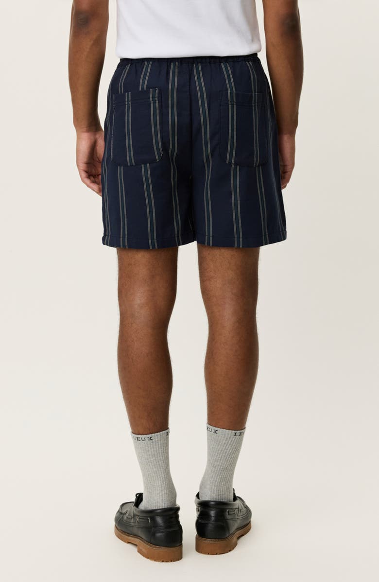 Les Deux Lawson Stripe Cotton Drawstring Shorts, Alternate, color, Dark Navy