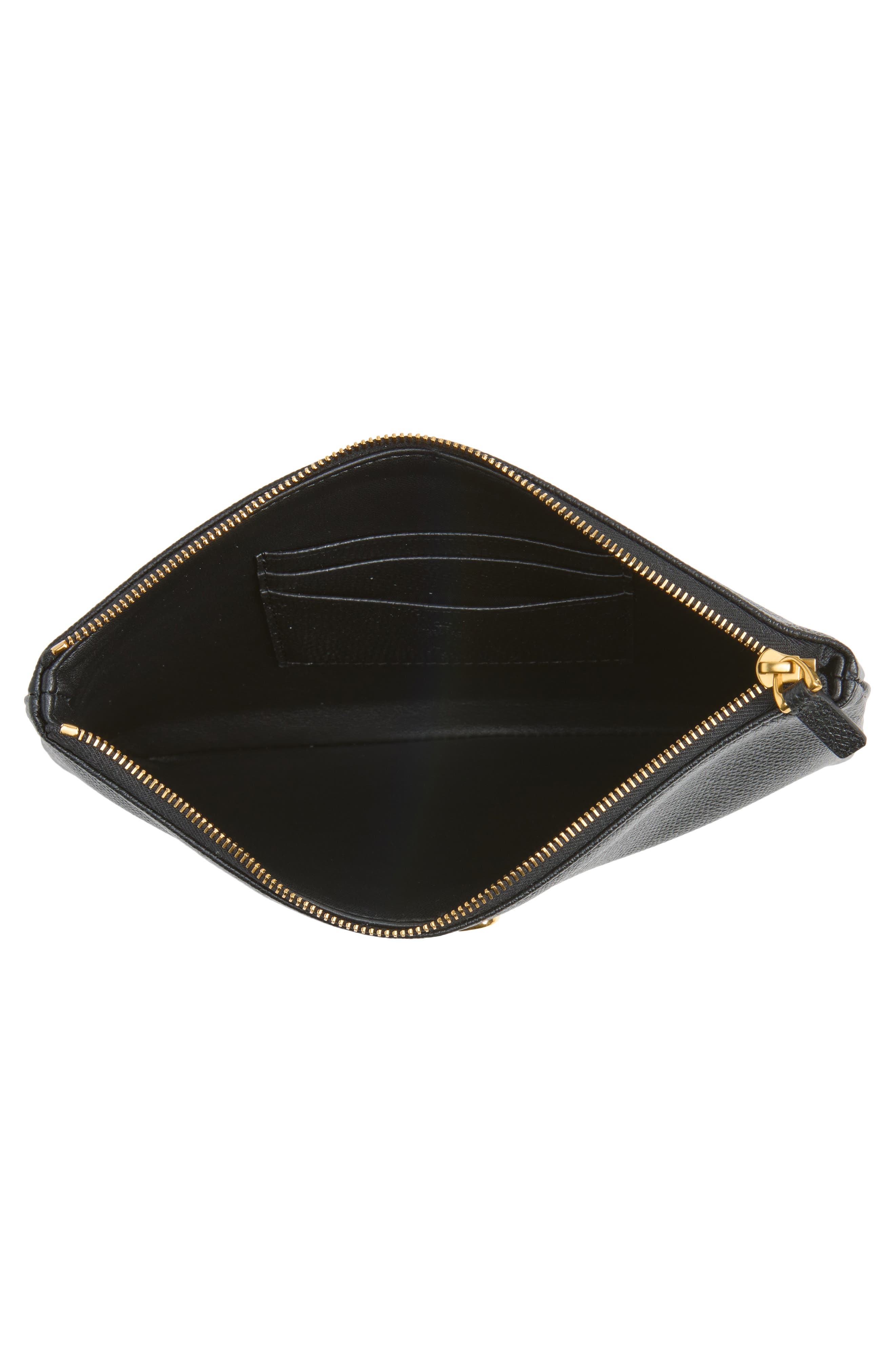 Medium VLOGO Leather Pouch, Alternate, color, BLACK