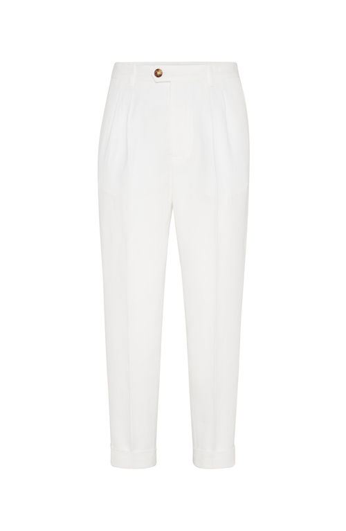 Brunello Cucinelli Cotton Corduroy Tailored Trousers In Snow
