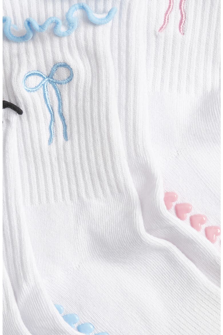 Bowtiful Lettuce Edge 3-Pack Grip Crew Socks, Alternate, color, WHITE