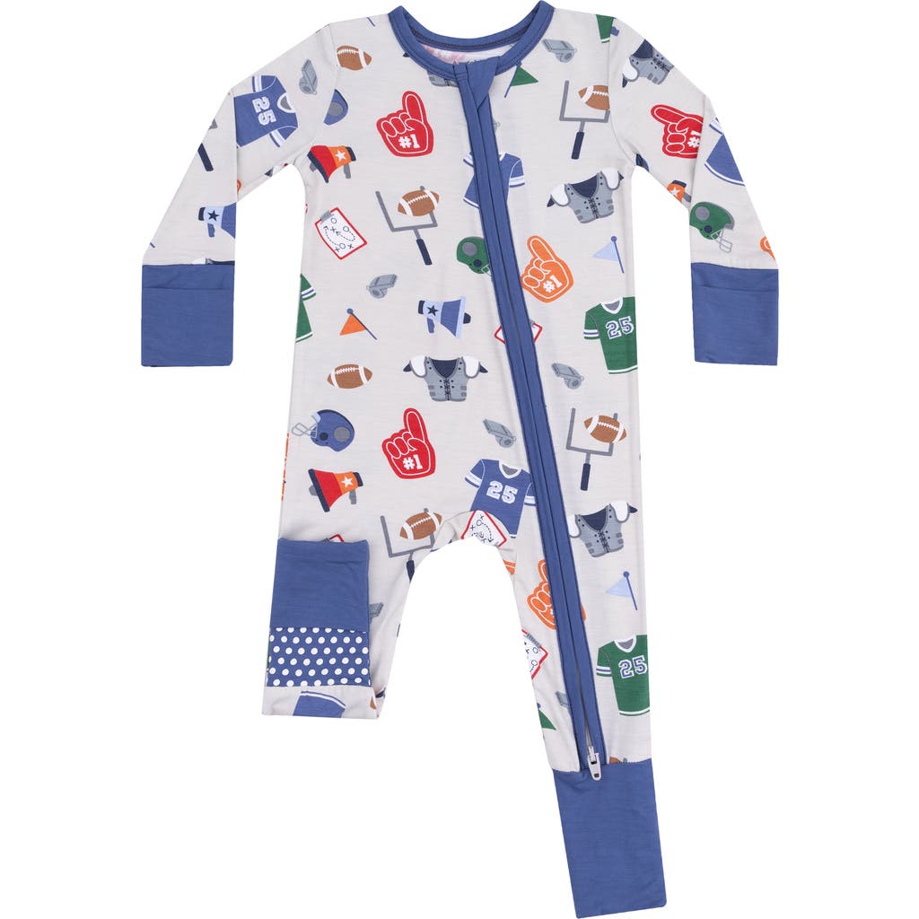 Angel Dear Game Day Convertible Zip Romper In Blue