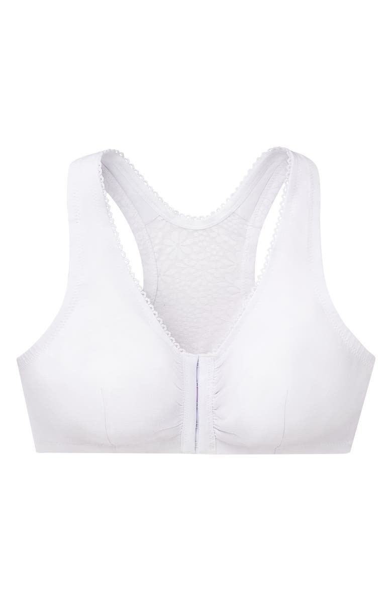 Glamorise Front Close Cotton Blend T-Back Comfort Bra, Alternate, color, White