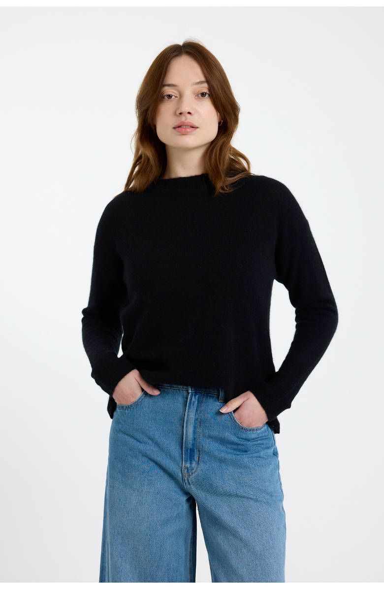 Brodie Pure Cashmere Pearl Crew Neck 100% Cashmere Sweater, Alternate, color, Black