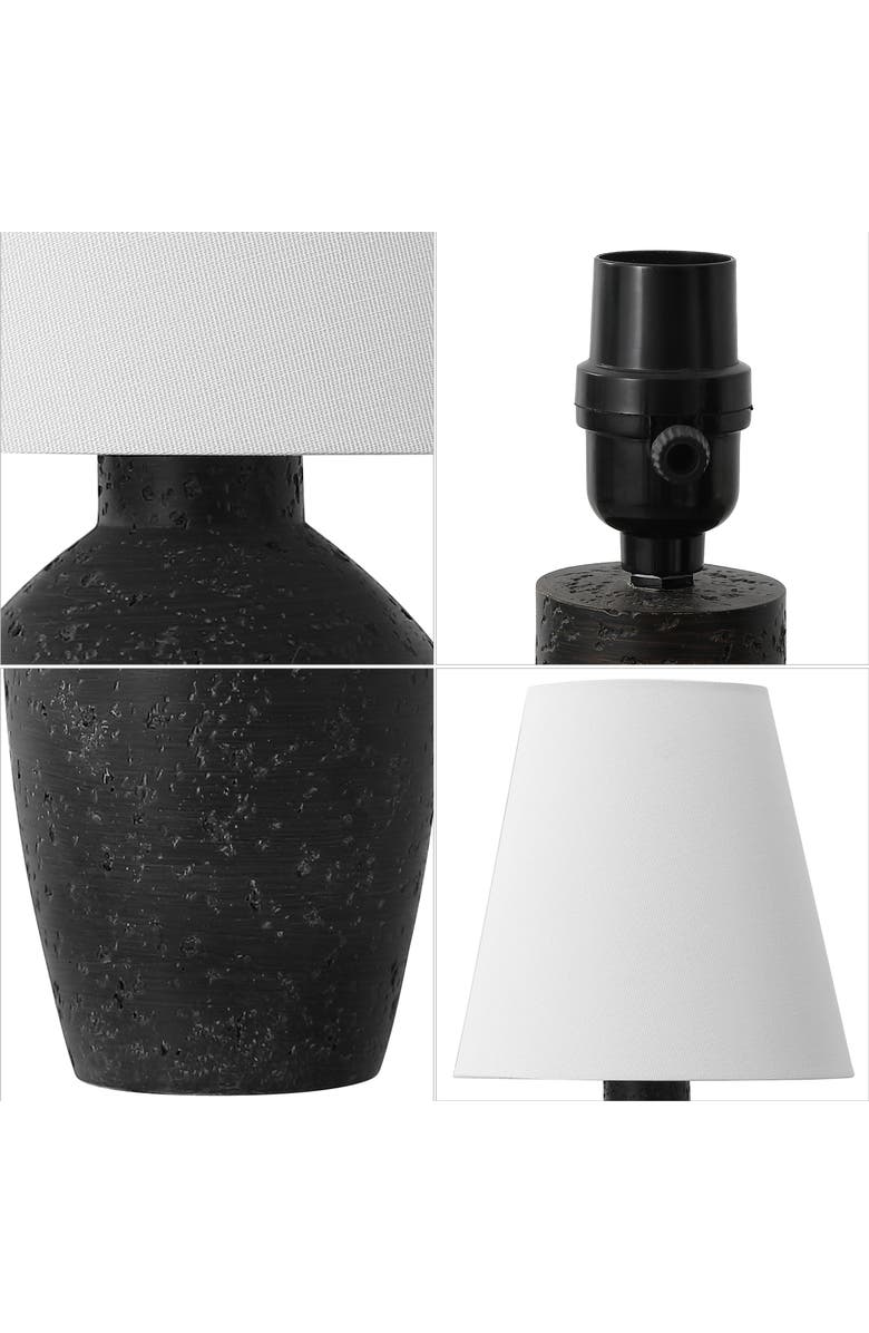 JONATHAN Y Xander 19.5" Minimalist Scandinavian Concrete Effect Resin/Iron Ginger Jar LED Table Lamp, Alternate, color, Matte Black