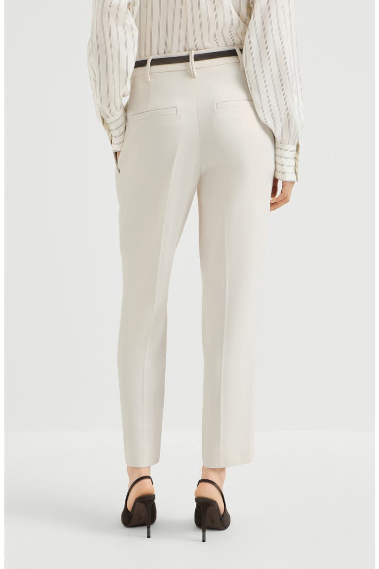 Comfort viscose couture twill slouchy trousers with monili, Alternate, color, Milk