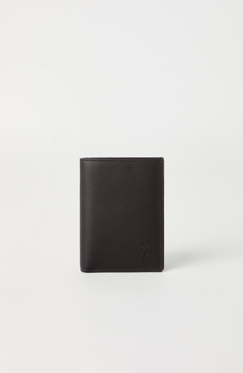 Brunello Cucinelli Calfskin passport holder, Alternate, color, Rust Brown