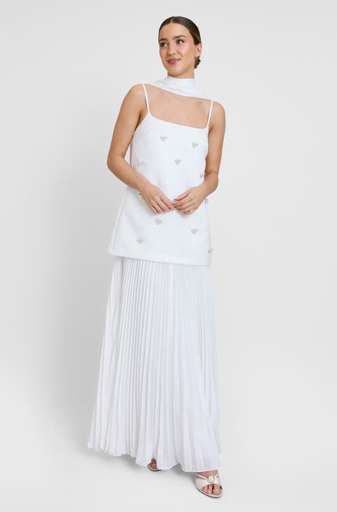 Embellished Pearl Strappy Maxi Dress