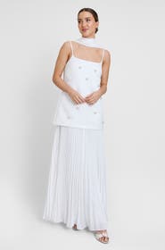 Six Stories Embellished Pearl Strappy Maxi Dress