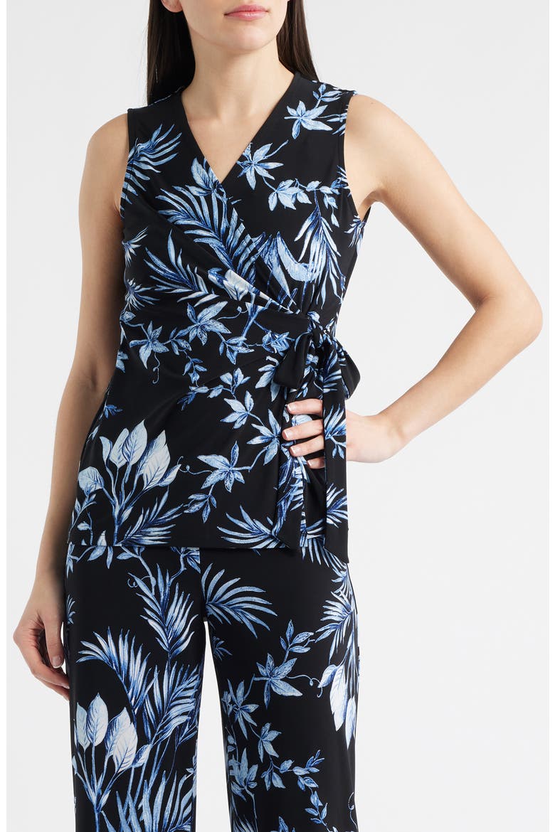 Floral Sleeveless Wrap Top, Main, color, ANNE BLACK MULTI