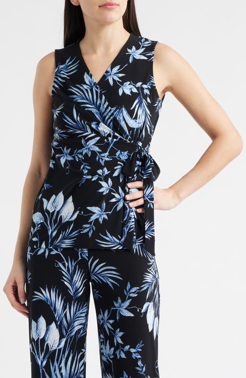 Anne Klein Floral Sleeveless Wrap Top (Regular & Petite)
