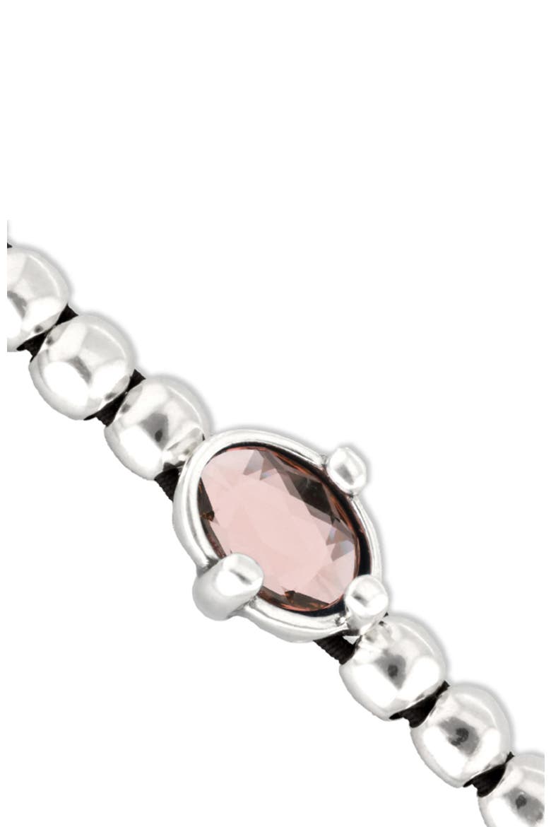 Sterling Silver Plated Ball Elastic Bracelet with Pink Faceted Crystal, Alternate, color, Silver