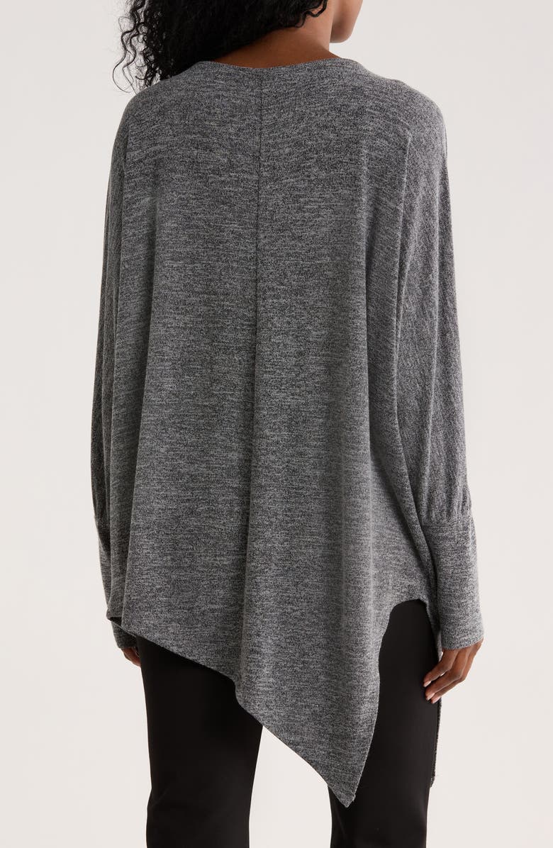 PATRIZIA LUCA Long Sleeve Asymmetrical Hem Tunic Knit Top, Alternate, color, Grey