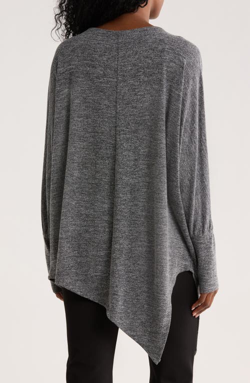 Patrizia Luca Long Sleeve Asymmetrical Hem Tunic Knit Top In Gray