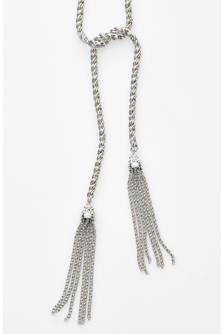 'Jackie' Tassel Lariat Necklace, Alternate, color, SILVER
