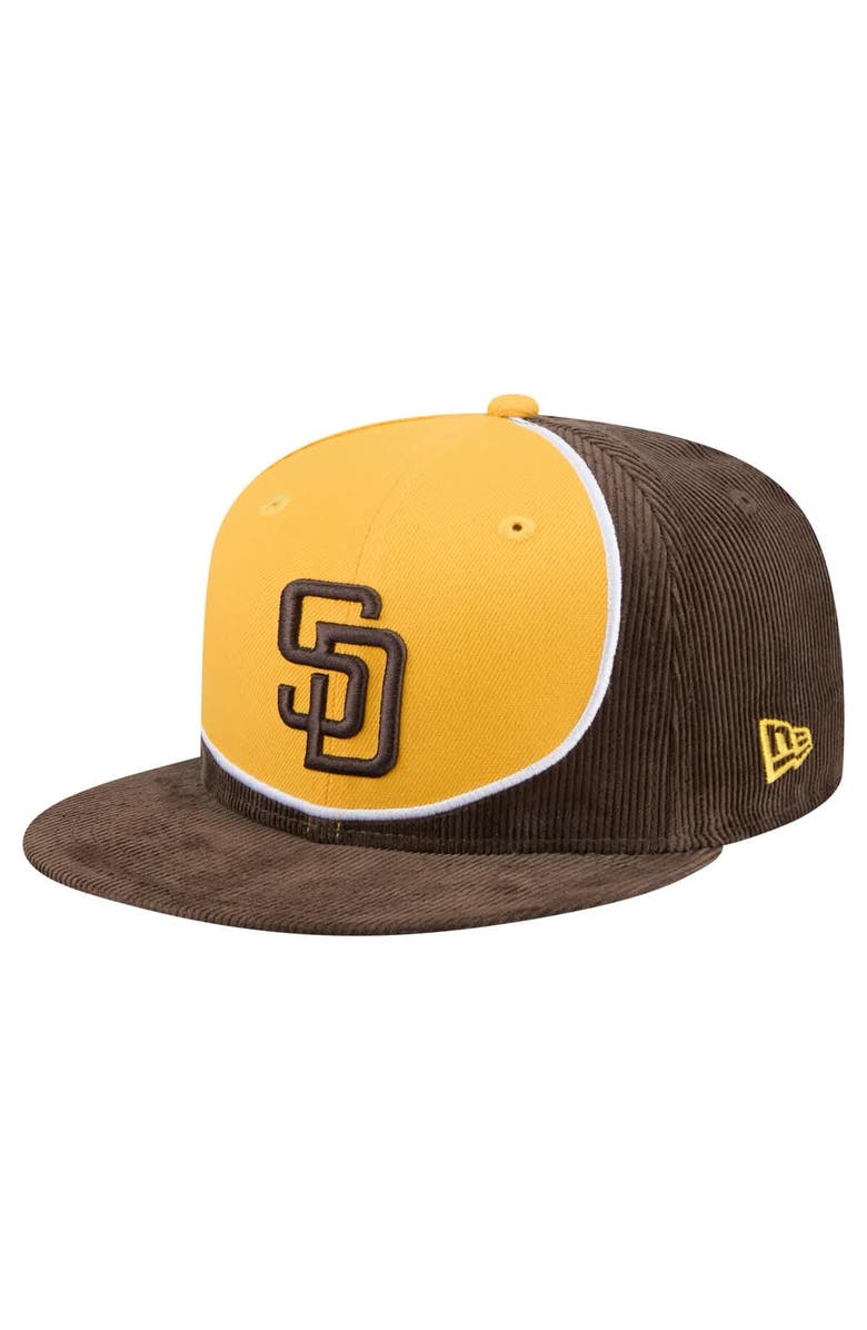 New Era Men's New Era Brown/Gold San Diego Padres Retro Split Corduroy Snapback Hat, Main, color, Brown