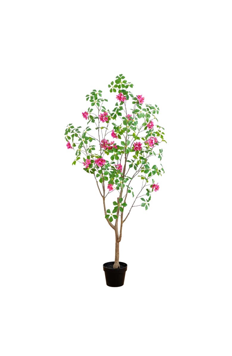 NEARLY NATURAL 5-ft Artificial Dogwood Tree with Real Touch Leaves, Main, color, Green/Pink