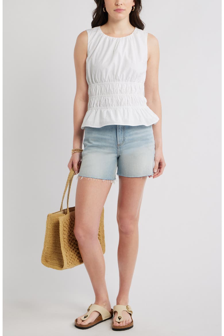 Cotton Poplin Peplum Top, Alternate, color, WHITE