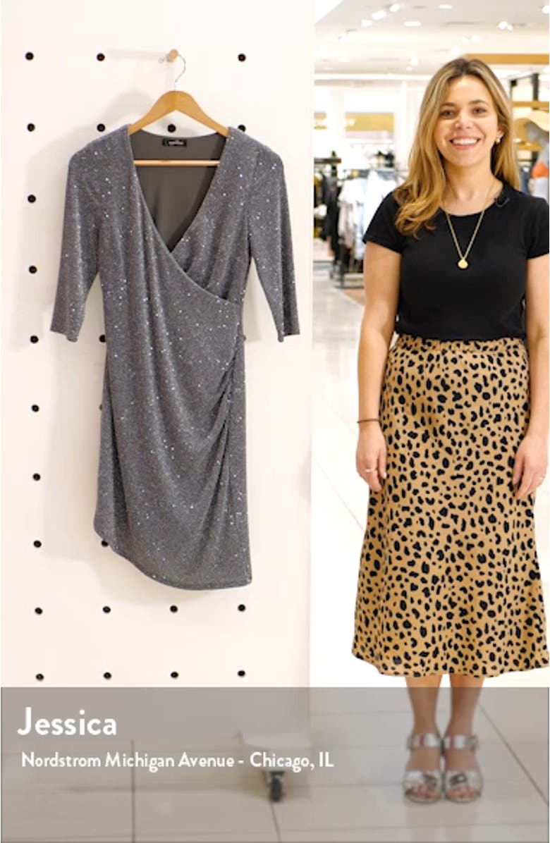 Glitter Wrap Style Sheath Dress, sales video thumbnail