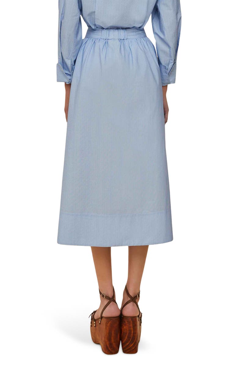 FARM Rio Blue Banana Cocina Stripe Cotton Midi Skirt, Alternate, color, Blue