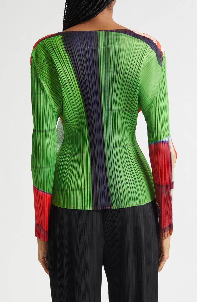 Pleats Please Issey Miyake City Collage Pleated Top, Alternate, color, Red X Green