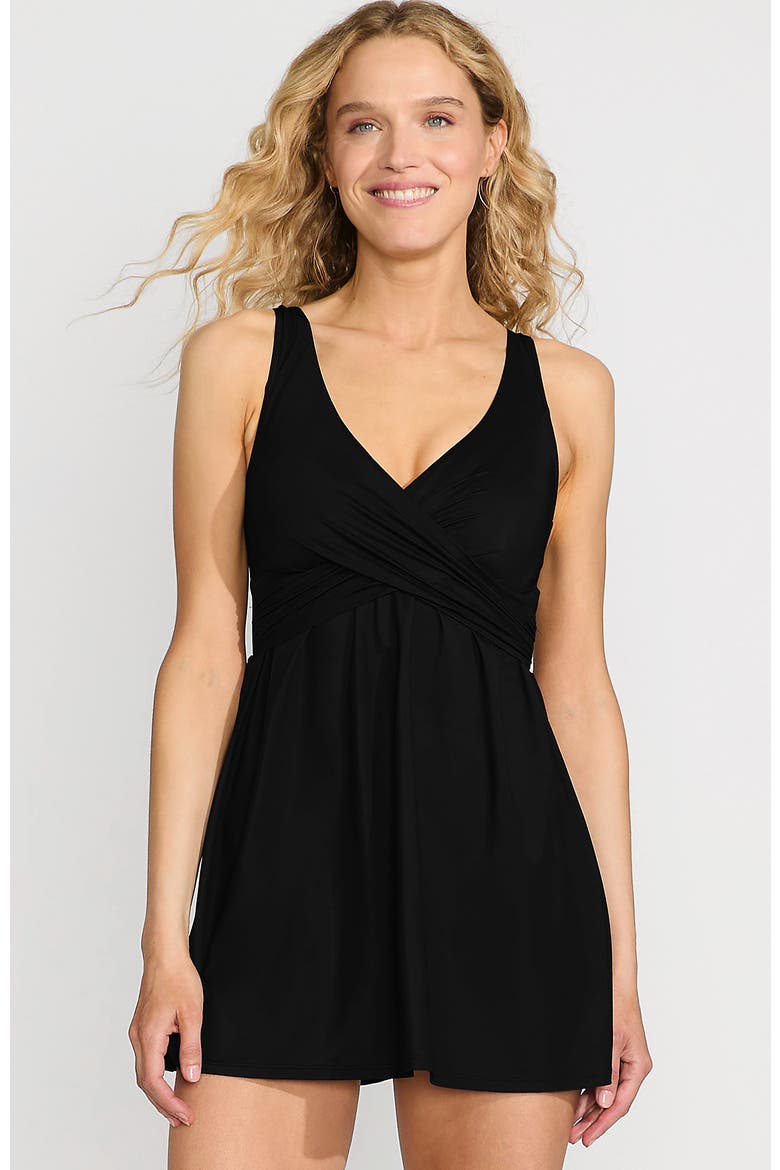 DD-Cup New SlenderSuit Wrap Swim Dress Swimsuit, Main, color, Black