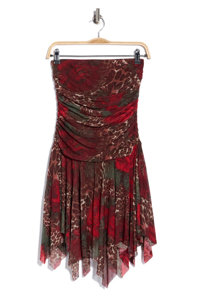 Ruched 2-Piece Tube Romper and Dress Set, Alternate, color, BROWN RED