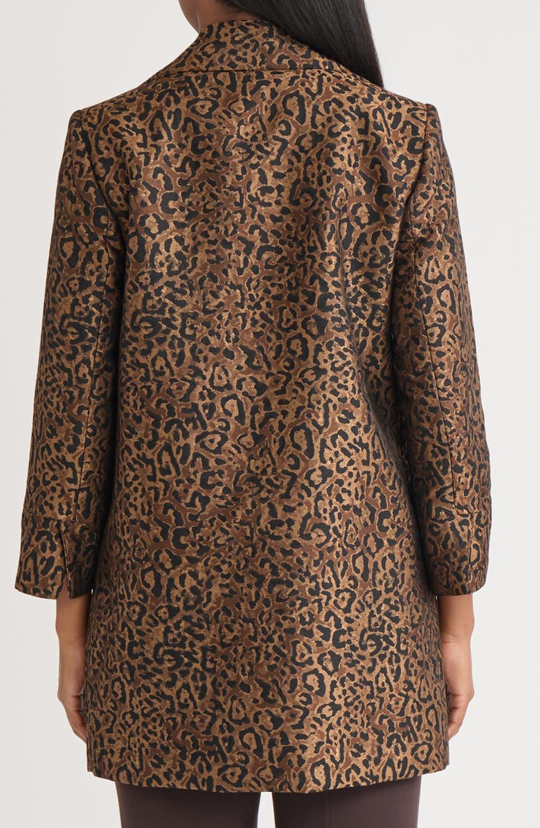 KASPER Leopard Jacquard Swing Jacket, Alternate, color, Dark Camel Multi