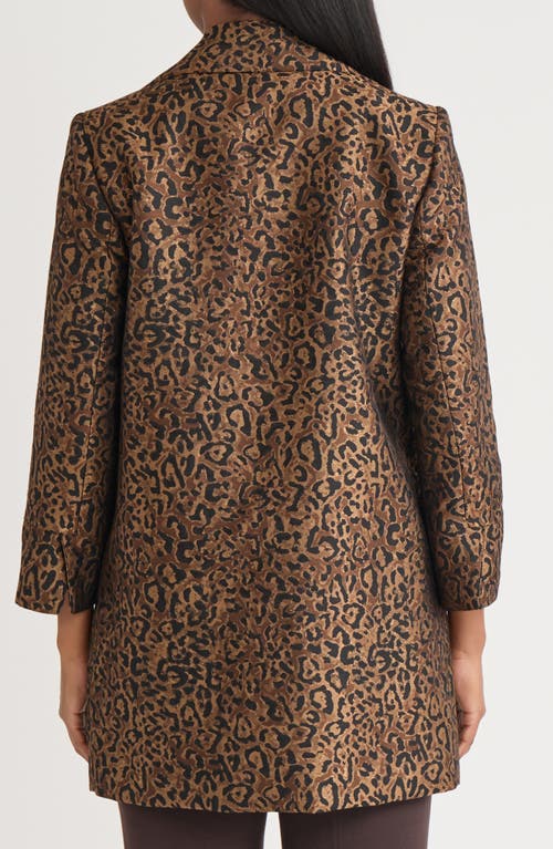 Kasper Leopard Jacquard Swing Jacket In Brown