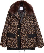 Sacai Wool Flannel Jacket with Faux Fur Collar